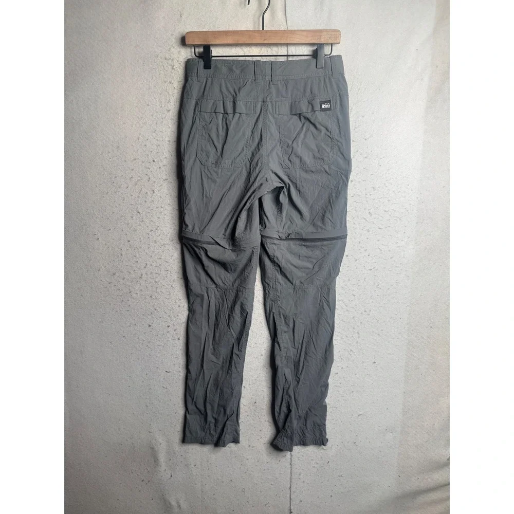 REI Co-op Mens Grey Convertible Zip Off Cargo Hiking Pants Lightweight Stretch